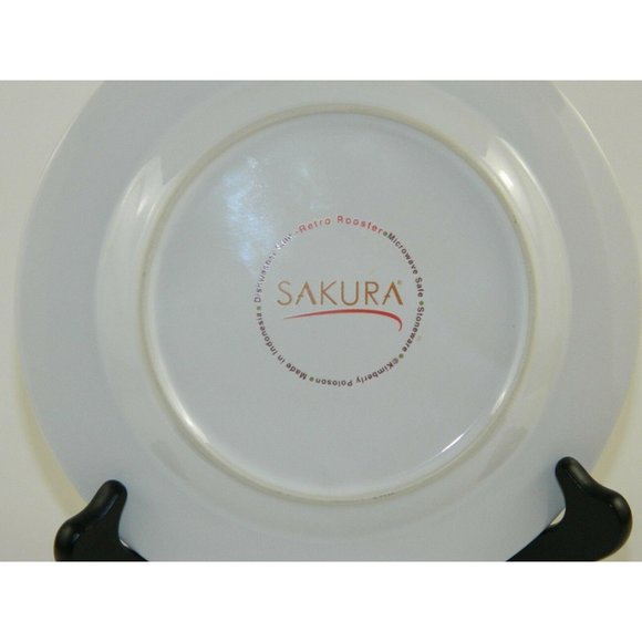 Sakura Retro Rooster Salad Dessert Plate Ivory 8in - Picture 3 of 5